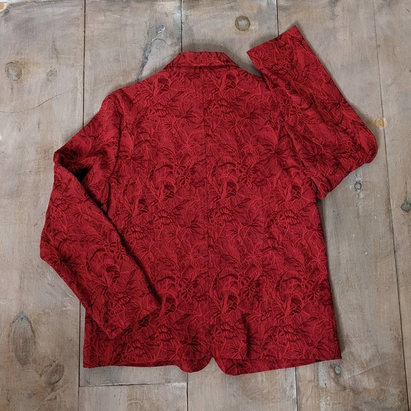 Coldwater Creek Red Embossed Floral Boxy Blazer Size M - Picture 2 of 3